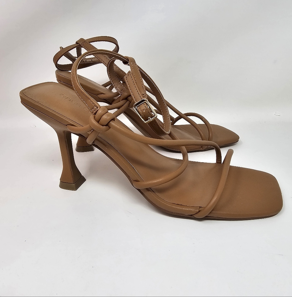 Nordstrom NEW Open Edit Reggie Strappy Camel Brown Heels Sandals Size 8 - Picture 2 of 4